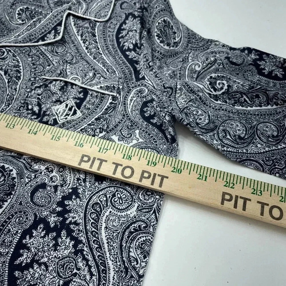 Lauren Ralph Lauren Pajama Top button down Womens M Blue 3028 - Picture 5 of 6